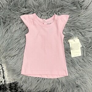 Sapling‎ Girls Pink Flutter Sleeve Tee Size 0-3 Month NWT